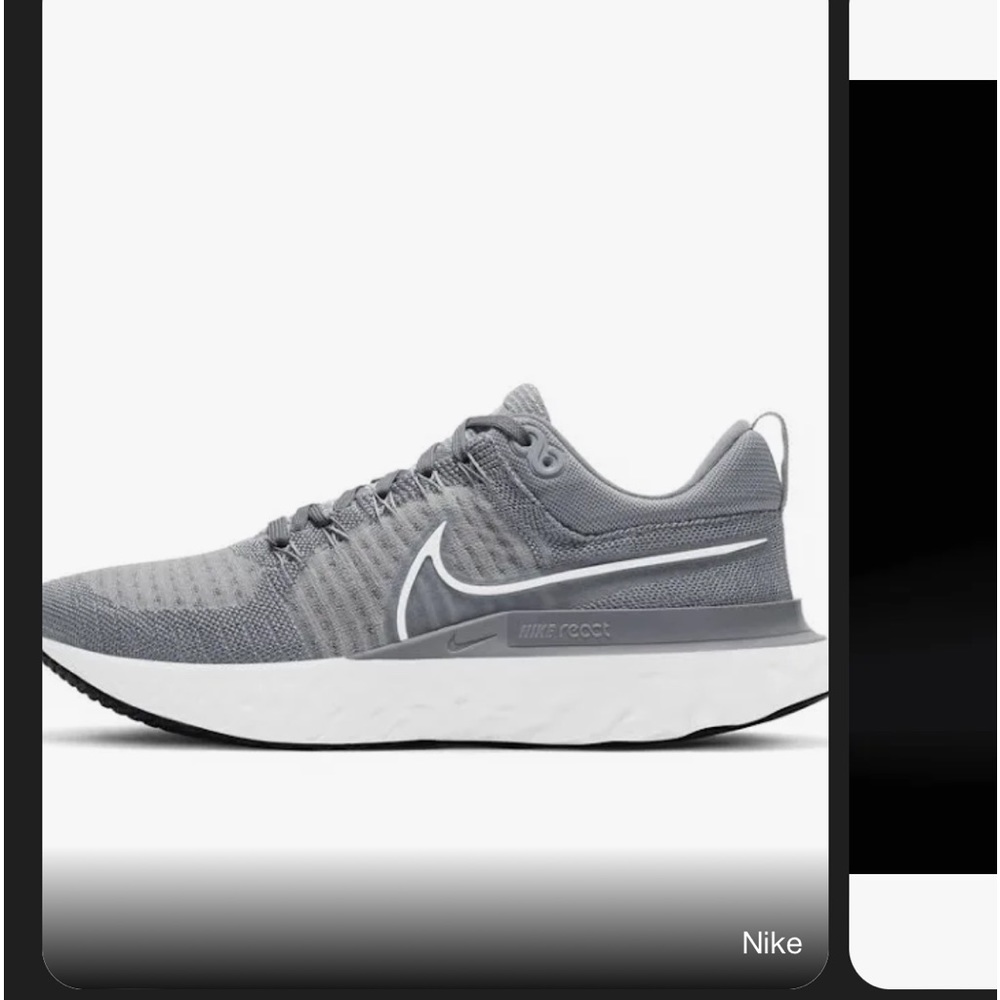 Gray Nike infinity flyknit